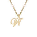 Collier en argent et dorure jaune cha&icirc;ne avec pendentif lettre anglaise W diamant&eacute; 40+4cm Artemare