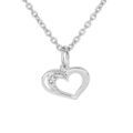 Collier en argent platin&eacute; cha&icirc;ne avec pendentif coeur oxydes blancs sertis 38+5cm