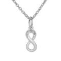 Collier en argent platin&eacute; cha&icirc;ne avec pendentif infini oxydes blancs sertis 38+5cm Artemare