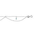 Cha&icirc;ne de cheville en argent rhodi&eacute; 2 rangs avec perle empier&eacute;es bleu clair 23+2cm Artemare