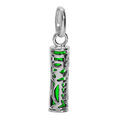 Pendentif en argent rhodi&eacute; Tiki 13mm tendresse amour fond vert Artemare