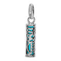 Pendentif en argent rhodi&eacute; Tiki 13mm tendresse amour r&eacute;sine fond turquoise Artemare