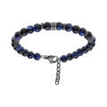 Bracelets sur Artemare : Bracelet en acier avec boules Oeil de Tigre teint&eacute; bleu v&eacute;ritable 19+3cm