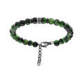 Bracelets sur Artemare : Bracelet en acier avec boules Oeil de Tigre teint&eacute; vert v&eacute;ritable 19+3cm