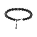 Bracelet en acier avec boules en Agates noires 19+3cm Artemare
