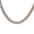 Collier en acier maille gourmette 4mm effet bross&eacute; et aspet patin&eacute; avec chanfrein marron 50cm