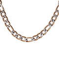 Collier en acier maille 1+3 en 5mm PVD bross&eacute;, aspect patin&eacute; et chanfrein brun 50cm