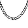 Collier en acier maille 1+3 en 5mm effet bross&eacute;, aspect patin&eacute; et chanfrein noir 50cm