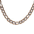 Chaine sur Artemare : Collier en acier maille 1+3 en 5mm PVD bross&eacute;, aspect patin&eacute; et chanfrein brun 55cm