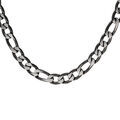 Collier en acier maille 1+3 en 5mm effet bross&eacute;, aspect patin&eacute; et chanfrein noir 55cm Artemare