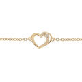 Bracelet en plaqu&eacute; or cha&icirc;ne avec coeur et oxydes blancs sertis 15+3cm Artemare