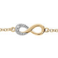 Bracelet en plaqu&eacute; or cha&icirc;ne avec infini et oxydes blancs sertis 15+3cm Artemare