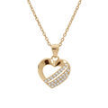 Collier en plaqu&eacute; or cha&icirc;ne avec pendentif coeur 3 barrettes oxydes blancs sertis 40+5cm Artemare