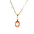 Collier en plaqu&eacute; or cha&icirc;ne avec pendentif goutte oxyde orang&eacute; facett&eacute; 40+5cm