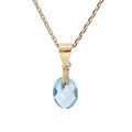 Collier en plaqu&eacute; or cha&icirc;ne avec pendentif goutte oxyde bleu ciel facett&eacute; 40+5cm
