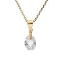 Colliers sur Artemare : Collier en plaqu&eacute; or cha&icirc;ne avec pendentif goutte oxyde blanc facett&eacute; 40+5cm