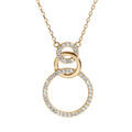 Collier en plaqu&eacute; or avec 3 anneaux avec oxydes blancs sertis et 1 lisse 40+5cm