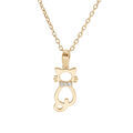 Collier en plaqu&eacute; or cha&icirc;ne avec pendentif chat ajour&eacute; 40+5cm