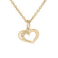 Collier en plaqu&eacute; or cha&icirc;ne avec pendentif coeur et oxydes blancs sertis 38+5cm