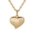 Collier en plaqu&eacute; or cha&icirc;ne avec pendentif coeur et 3 oxydes blancs sertis 42+3cm