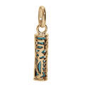 Pendentif en plaqu&eacute; or Tiki 13mm tendresse amour fond couleur turquoise