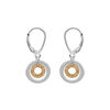 Boucles d'oreille bicolore en argent rhodi&eacute; et dorure jaune double cercle suspendu et fermoir dormeuse