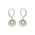 Boucles d'oreille sur Artemare : Boucles d'oreille bicolore en argent rhodi&eacute; et dorure jaune double cercle suspendu et fermoir dormeuse