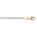 Bracelet en argent et dorure jaune en perles blanche de synth&egrave;se 3mm longueur 15.5+3cm