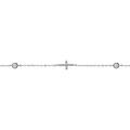 Bracelet en argent rhodi&eacute; cha&icirc;nette avec 2 oxydes blancs sertis clos et croix oxydes blancs sertis 16+3cm Artemare
