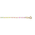 Bracelet en argent et dorure jaune avec perles multicolores d&eacute;grad&eacute;es rose &agrave; vert arc-en-ciel 15+3cm