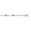 Bracelet en argent rhodi&eacute; avec perles 3mm blanche de synth&egrave;se et perles bleues 16+3cm
