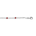 Bracelet en argent rhodi&eacute; avec perles 3mm blanche de synth&egrave;se et perles rouges 16+3cm