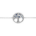 Bracelet en argent rhodi&eacute; cha&icirc;ne avec pastille arbre de vie contour perl&eacute; et oxydes d&eacute;grad&eacute; bleu 16+2cm Artemare