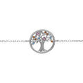 Bracelet en argent rhodi&eacute; cha&icirc;ne avec pastille arbre de vie contour perl&eacute; et oxydes multi couleurs 16+2cm Artemare