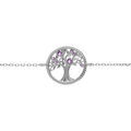 Bracelets sur Artemare : Bracelet en argent rhodi&eacute; cha&icirc;ne avec pastille arbre de vie contour perl&eacute; et oxydes violets 16+2cm