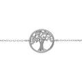 Bracelets sur Artemare : Bracelet en argent rhodi&eacute; cha&icirc;ne avec pastille arbre de vie contour perl&eacute; et oxydes blancs 16+2cm