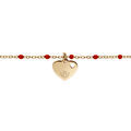 Bracelets sur Artemare : Bracelet en argent et dorure jaune cha&icirc;ne avec boules couleur rouges avec coeur 15+3cm
