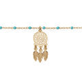 Bracelet en argent et dorure jaune cha&icirc;ne avec boules couleur turquoise pampille attrape r&ecirc;ve 15+3cm Artemare