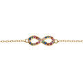 Bracelet en argent et dorure jaune cha&icirc;ne avec motif infini empierr&eacute;s multi couleurs et 15+3cm Artemare
