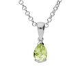 Colliers sur Artemare : Collier en argent rhodi&eacute; cha&icirc;ne avec pendentif P&eacute;ridot v&eacute;ritable forme de poire 8x6mm longueur 40+5cm