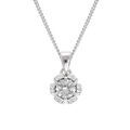Collier en argent rhodi&eacute; cha&icirc;ne avec pendentif 5mm fleur avec oxydes blancs sertis longueur 42+3cm