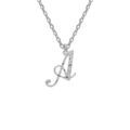Collier en argent rhodi&eacute; cha&icirc;ne avec pendentif lettre anglaise A diamant&eacute;e longueur 40+4cm Artemare