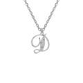 Collier en argent rhodi&eacute; cha&icirc;ne avec pendentif lettre anglaise D diamant&eacute;e longueur 40+4cm Artemare