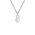 Collier en argent rhodi&eacute; cha&icirc;ne avec pendentif lettre anglaise E diamant&eacute;e longueur 40+4cm Artemare