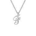 Collier en argent rhodi&eacute; cha&icirc;ne avec pendentif lettre anglaise F diamant&eacute;e longueur 40+4cm Artemare