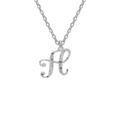 Collier en argent rhodi&eacute; cha&icirc;ne avec pendentif lettre anglaise H diamant&eacute;e longueur 40+4cm
