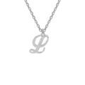 Collier en argent rhodi&eacute; cha&icirc;ne avec pendentif lettre anglaise L diamant&eacute;e longueur 40+4cm