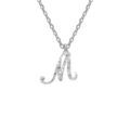 Collier en argent rhodi&eacute; cha&icirc;ne avec pendentif lettre anglaise M diamant&eacute;e longueur 40+4cm Artemare