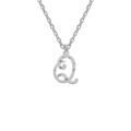 Collier en argent rhodi&eacute; cha&icirc;ne avec pendentif lettre anglaise Q diamant&eacute;e longueur 40+4cm
