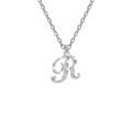 Collier en argent rhodi&eacute; cha&icirc;ne avec pendentif lettre anglaise R diamant&eacute;e longueur 40+4cm Artemare